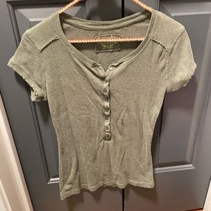 So Wear It Declare It Y2K Navy Green Button Blouse Size Large